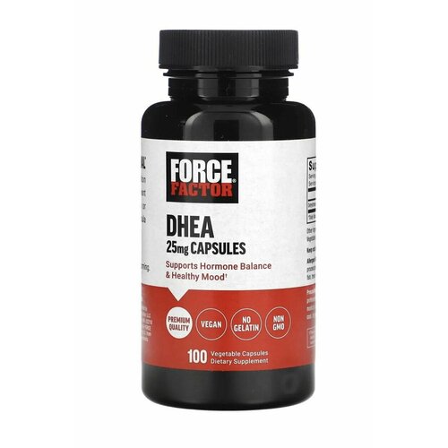 Force Factor, дгэа, DHEA, 25 мг, 100 растительных капсул