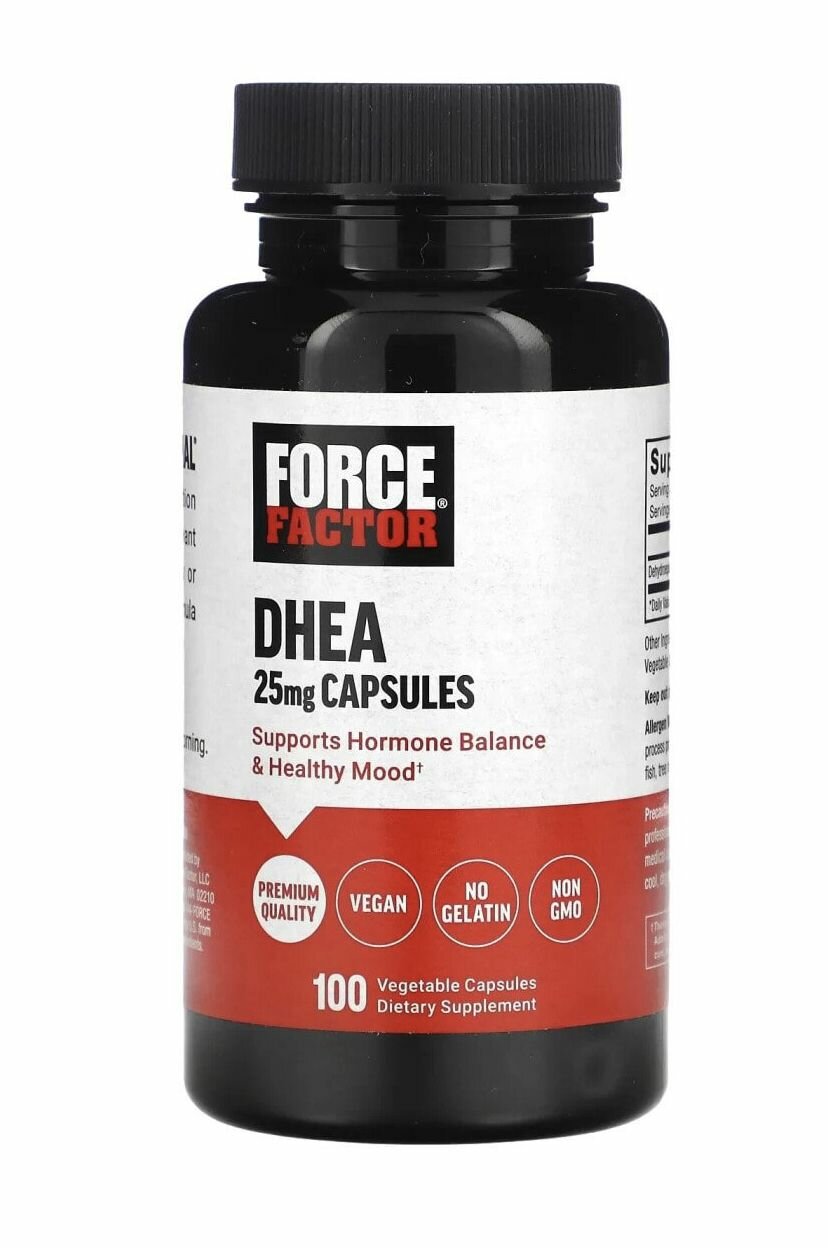 Force Factor, дгэа, DHEA, 25 мг, 100 растительных капсул
