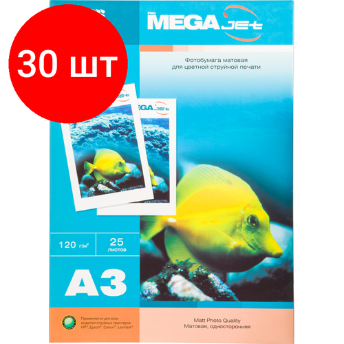 Комплект 30 упаковок, Фотобумага для цв. струй. печ. ProMEGA jet (А3, 120г, мат) уп. 25л(1457493) epson бумага s041069 100 листов а3 матовая 102 г м