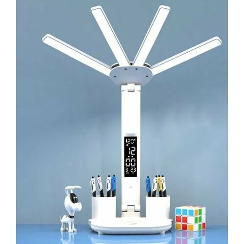 Лампа настольная светодиодная четырехсторонняя с сенсорным управлением и органайзером