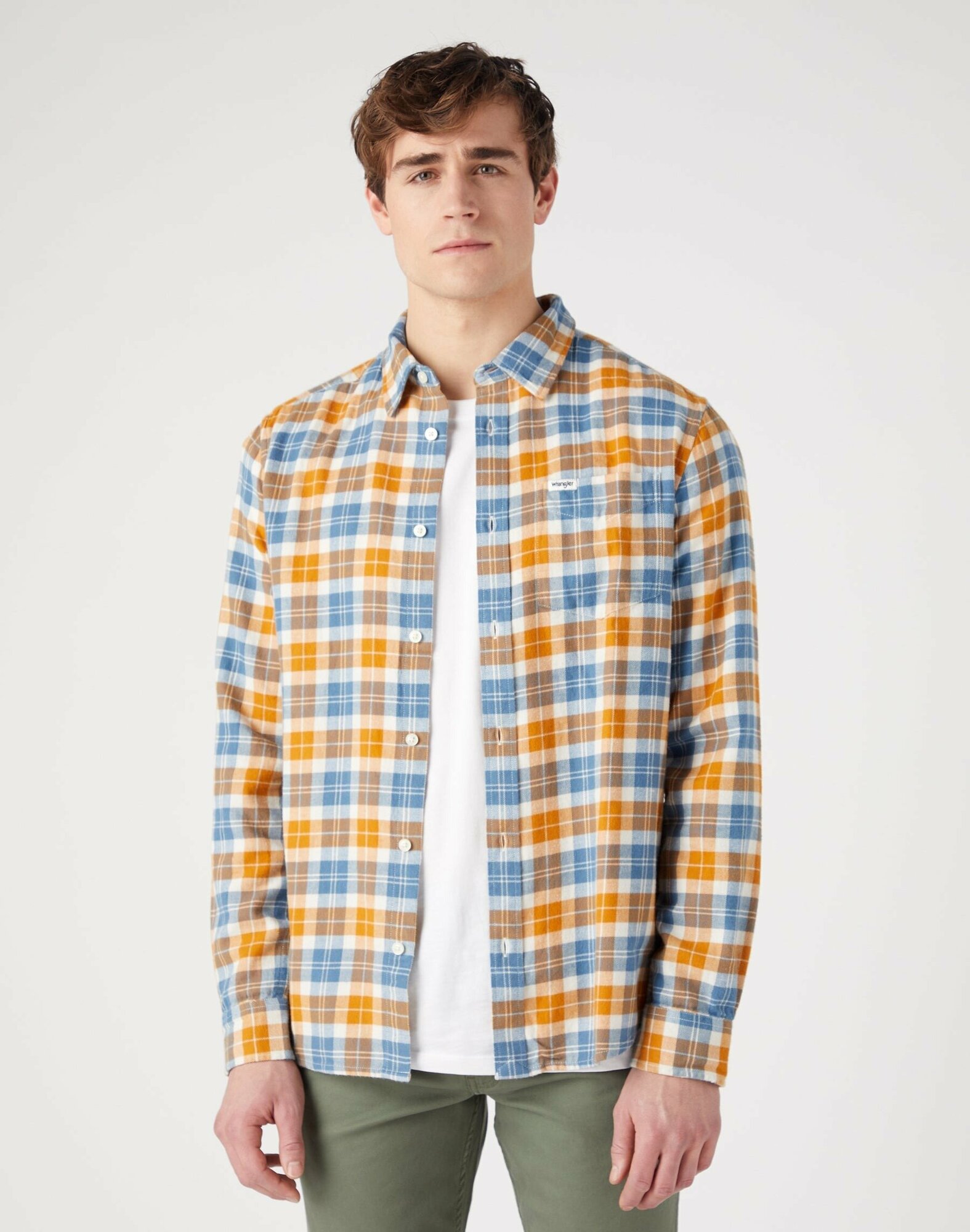 Wrangler 1 POCKET SHIRT CAPTAINS BLUE L для мужчин
