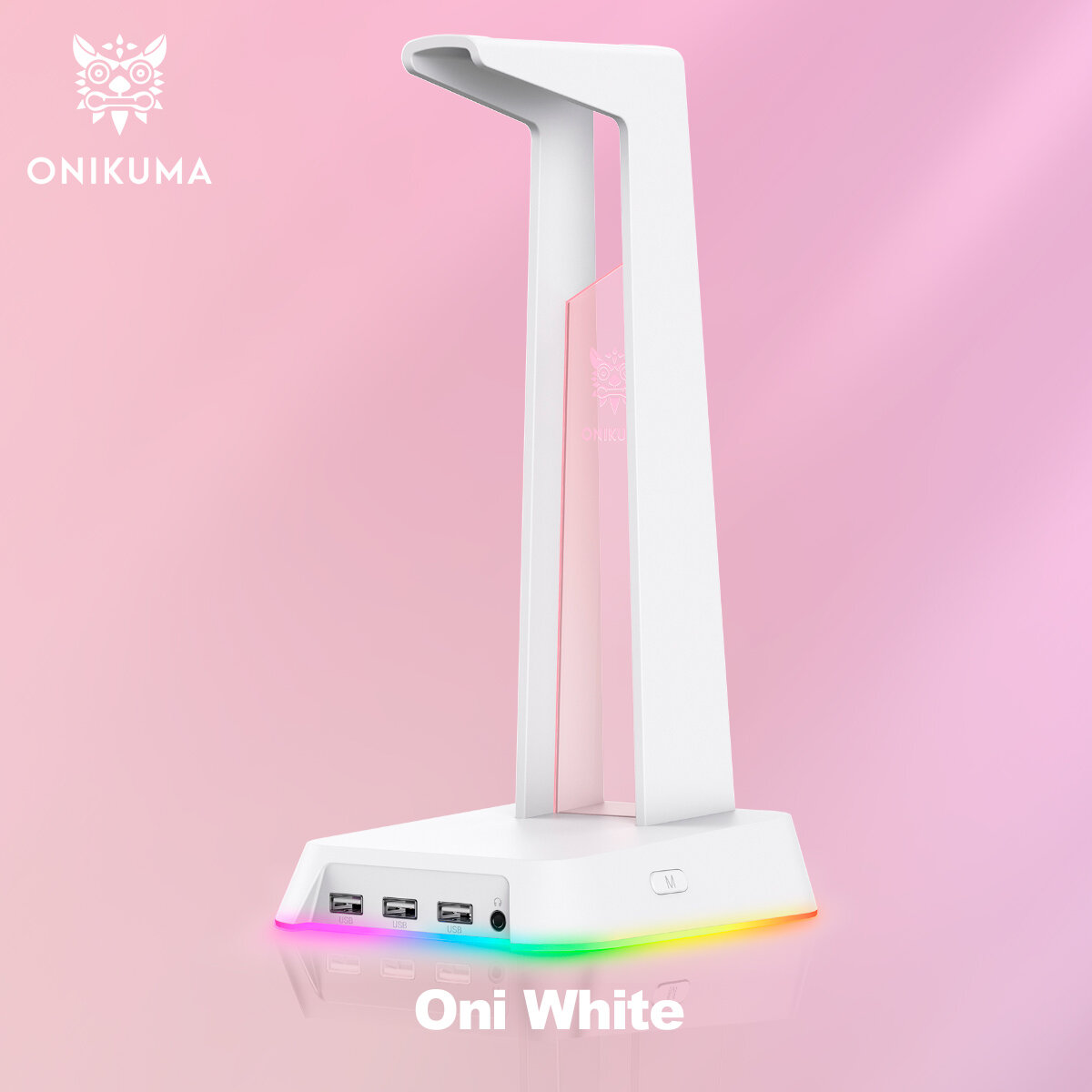 Подставка для наушников черная Onikuma ST-02 Oni White c RGB подсветкой _Y