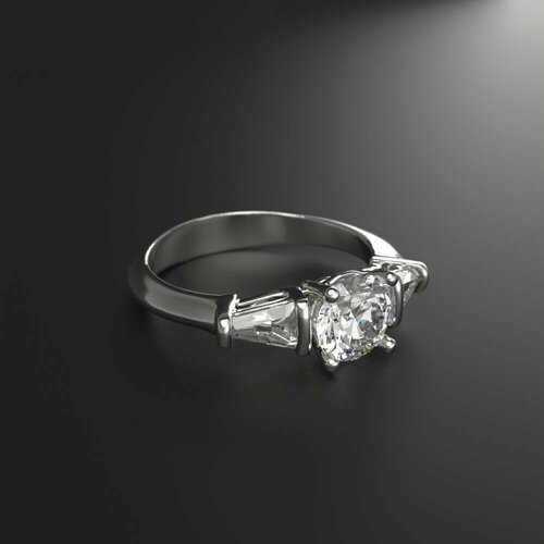 Кольцо помолвочное Constantine Filatov помолвочное кольцо с бриллиантами, белое золото, 585 проба, родирование, бриллиант, размер 16.5, белый