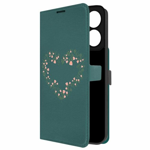 Чехол-книжка Krutoff Eco Book для Xiaomi Redmi 13C Цветочное сердце (зелёный опал) чехол книжка krutoff eco book для xiaomi redmi a1 цветочное сердце зелёный опал