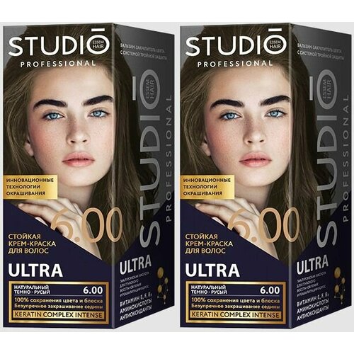 Studio Professional Essem Hair Крем-краска стойкая для волос 6.0 Русый 115мл, 2шт