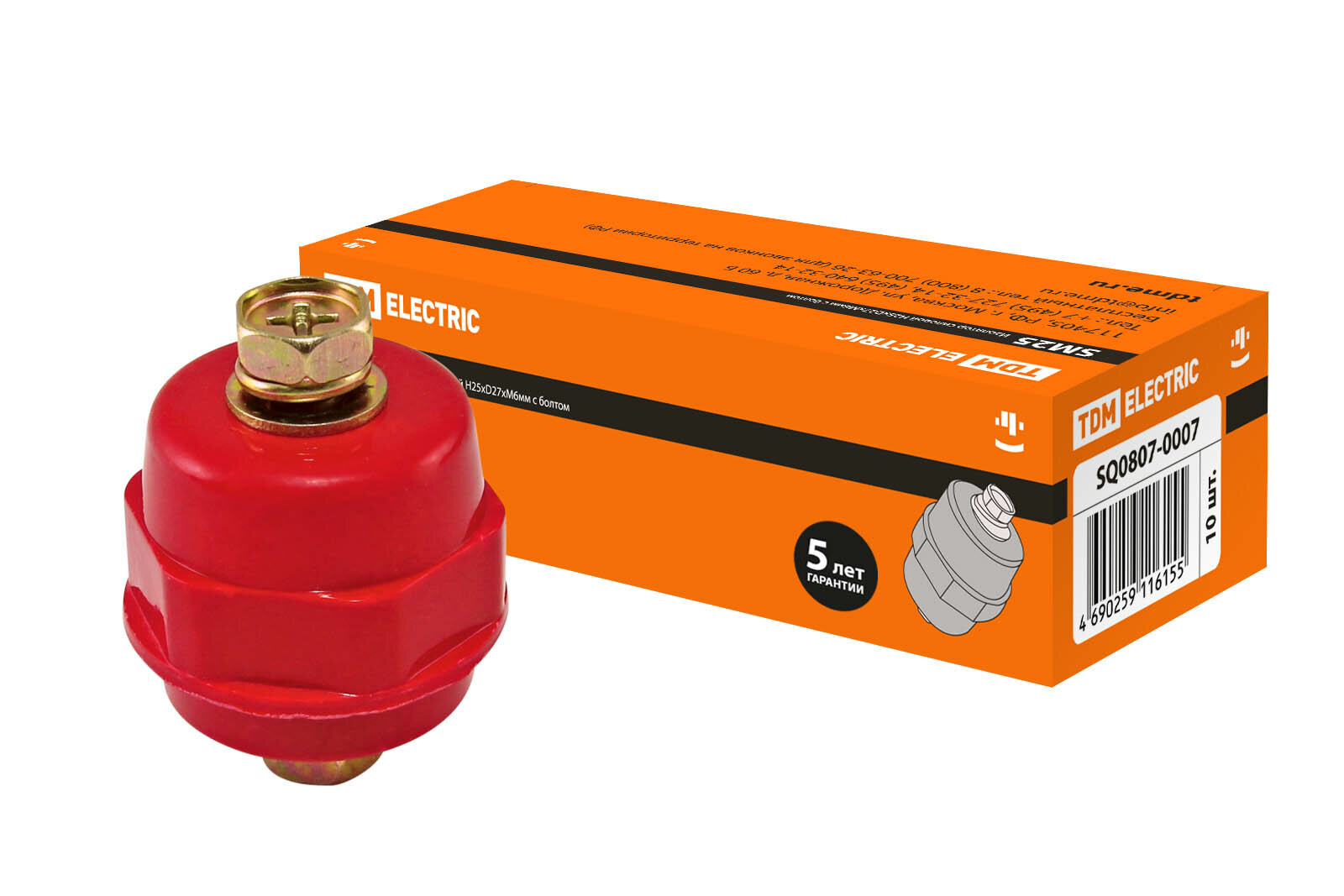 фото TDM Изолятор SM25 силовой Н25хD27хМ6мм с болтом TDM SQ0807-0007