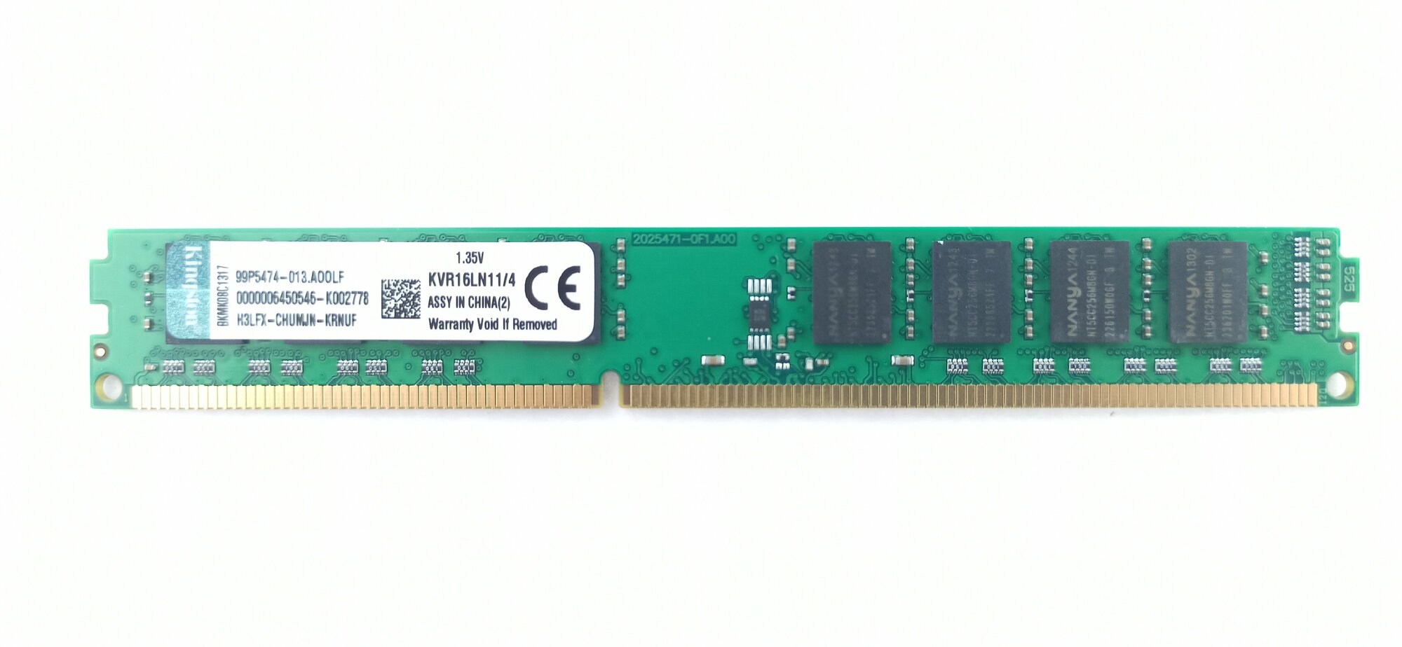 Память оперативная DDR3L 4Gb PC12800 1600Mhz 1.35V Kingston