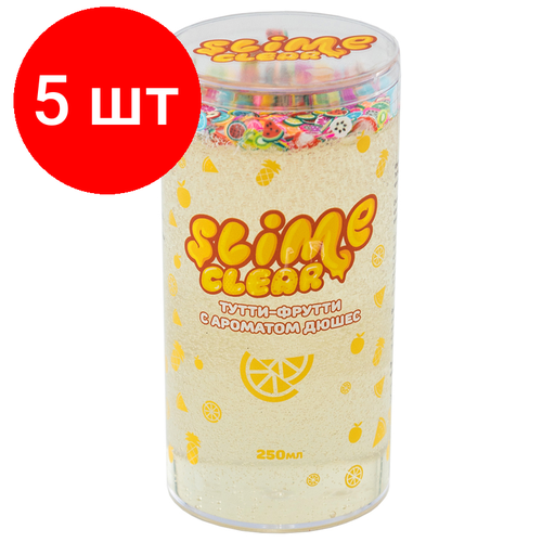 style slime серебро с ароматом тутти фрутти 130мл сл 018 Комплект 5 шт, Слайм Slime Clear-slime. Тутти-фрутти, прозрачный, с наполнением, с ароматом дюшес, 250г