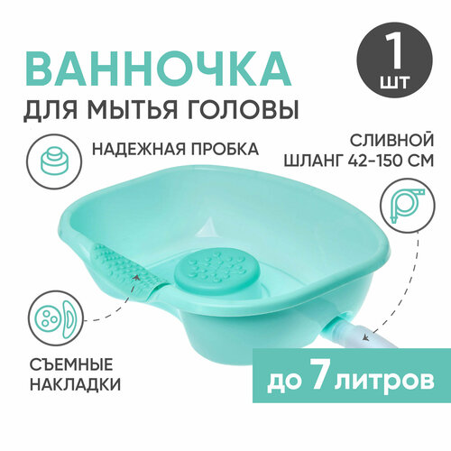 Ванночка BESIDE для мытья головы лежачих больных, ванна с подголовником 7 литров, таз для взрослых и детей