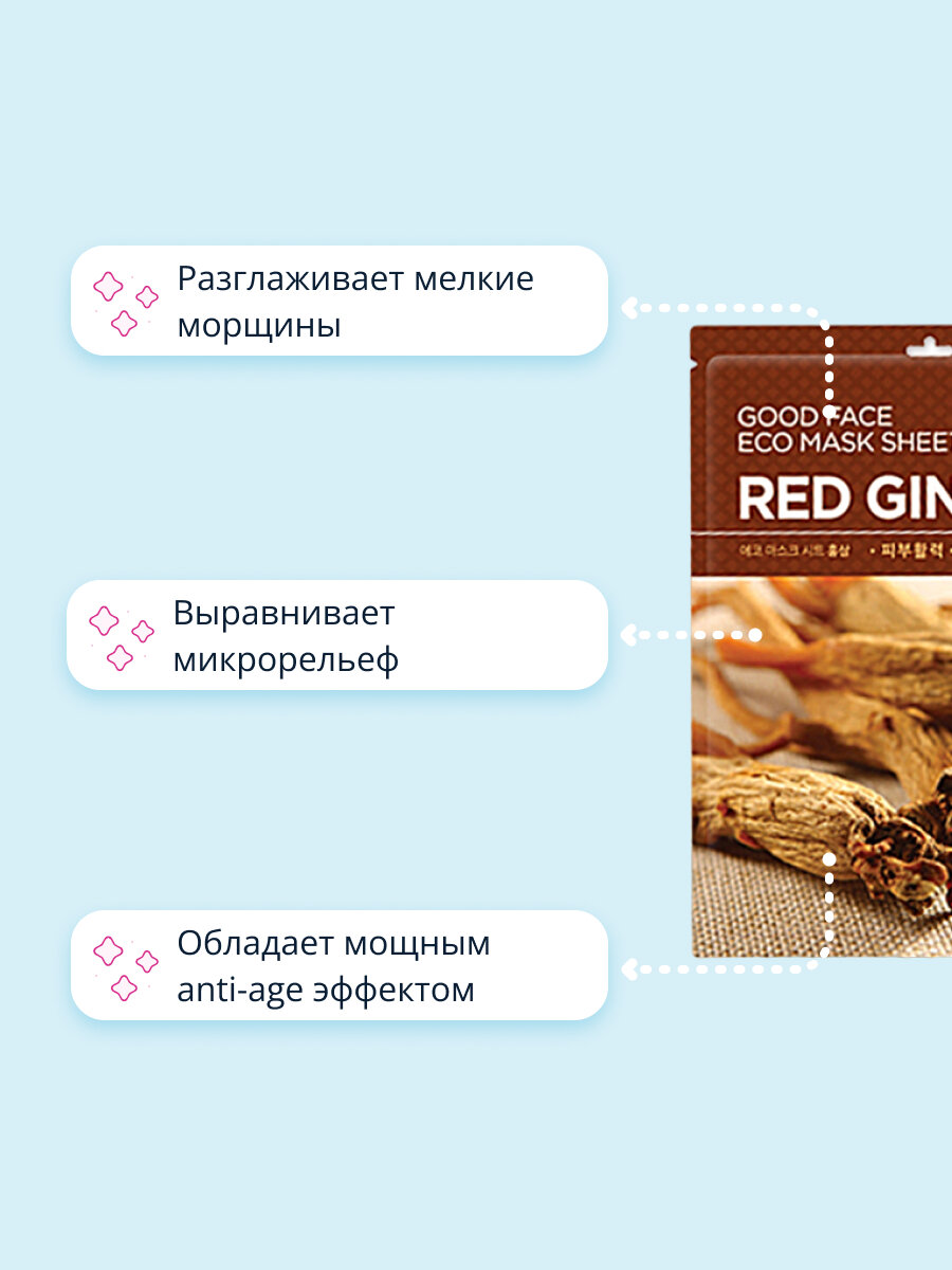 Тканевая маска для лица Pascucci с экстрактом женьшеня, 23 мл - фото №3