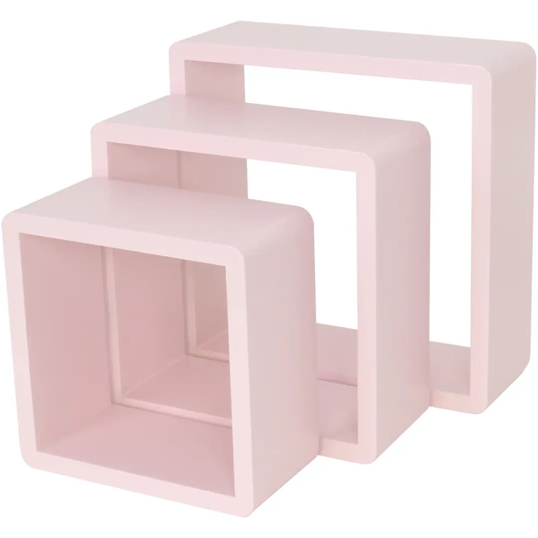 Набор настенных полок 20x20 см/24x24 см/28x28 см МДФ цвет розовый 3 шт