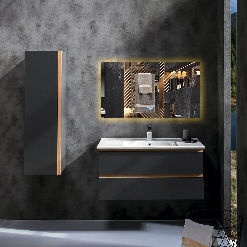 фото Зеркало для ванной Qwerty 70*90 прямоугольное горизонтальное c подогревом