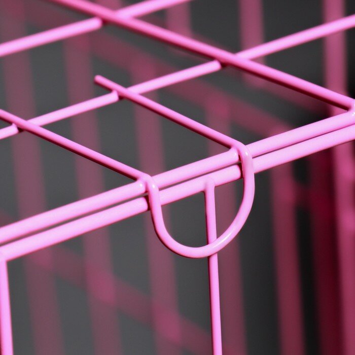 Клетка с люком для собак и кошек, 100 х 60 х 70 см, розовая - фотография № 6