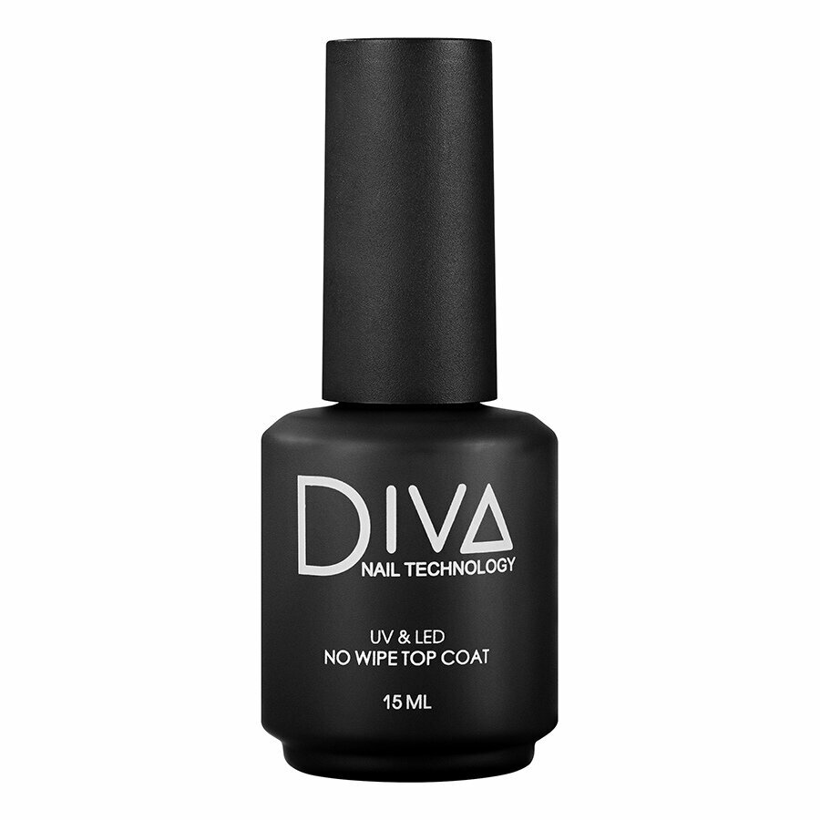 Топ для гель-лака Diva Nail Technology No Wipe глянцевый финиш для ногтей, прозрачный 15 мл
