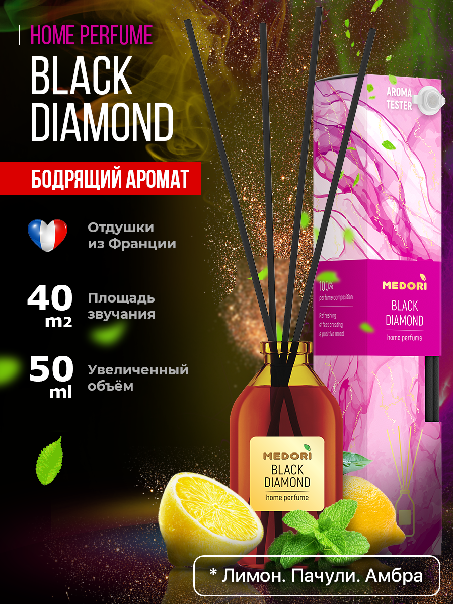 Аромадиффузор Medori Black diamond - диффузор с палочками для дома