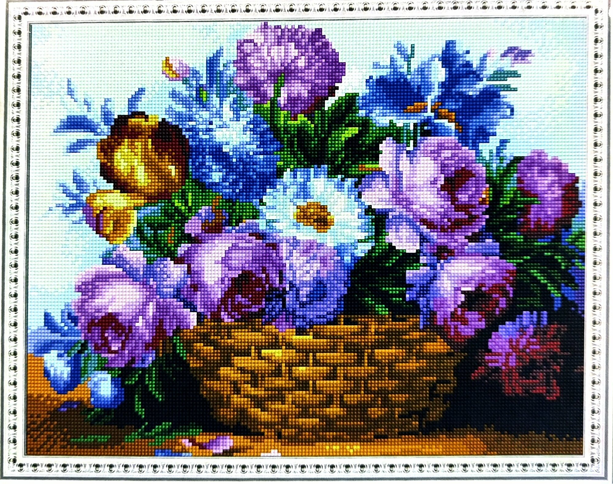 Алмазная мозаика 40x50см круглые стразы сирень пионы ягоды фрукты орхидея розы натюрморт полевые цветы маки