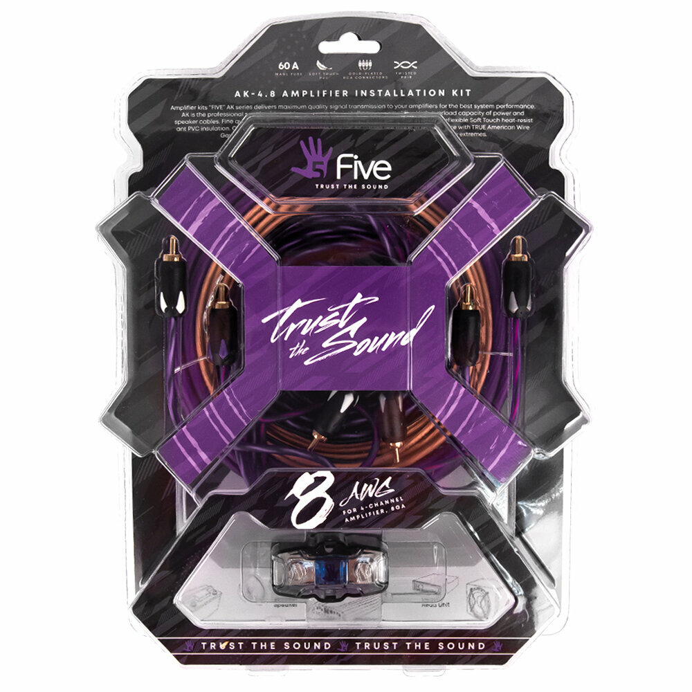 фото Комплект проводов FIVE AK-4.8 (4-кан усилителя 8AWG/Mini ANL 60A)