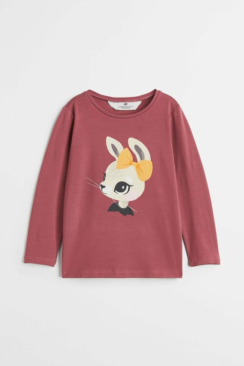 Лонгслив H&M, размер 110/116 см (4-6 лет), бордовый