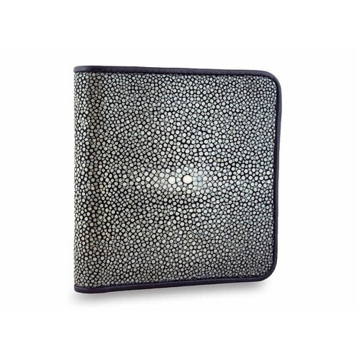 Кошелек Exotic Leather, серый крупный мужской кошелек с монетницей из кожи ската