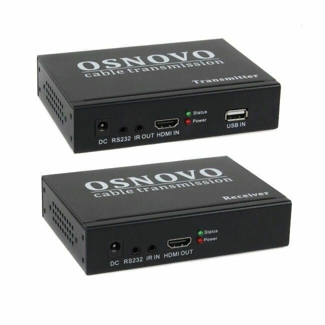 Комплект OSNOVO для передачи HDMI, 2хUSB(клавиатура+мышь) и ИК управления по сет - фото №1