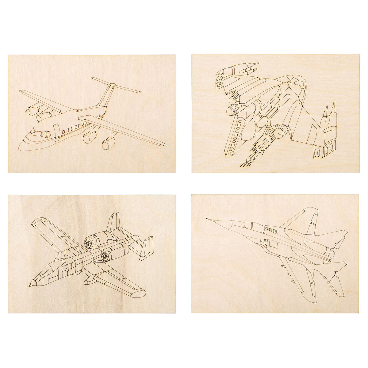 L-2306 Набор досок для выжигания, выпиливания, рисования 'Самолеты', 4 шт, формат А5