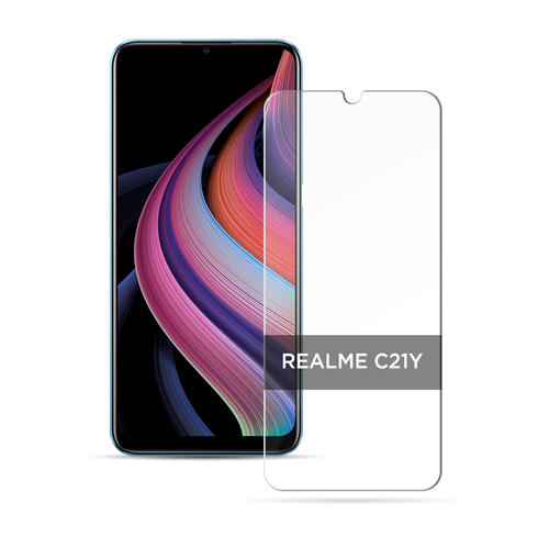 Противоударное защитное стекло на Realme C21Y / Реалми C21Y без рамки