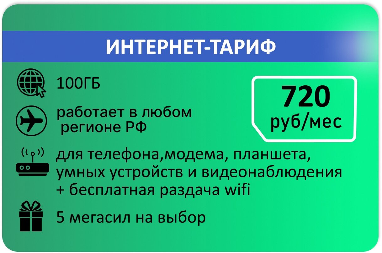 Интернет-тариф Мегафон 100 ГБ за 720руб/мес