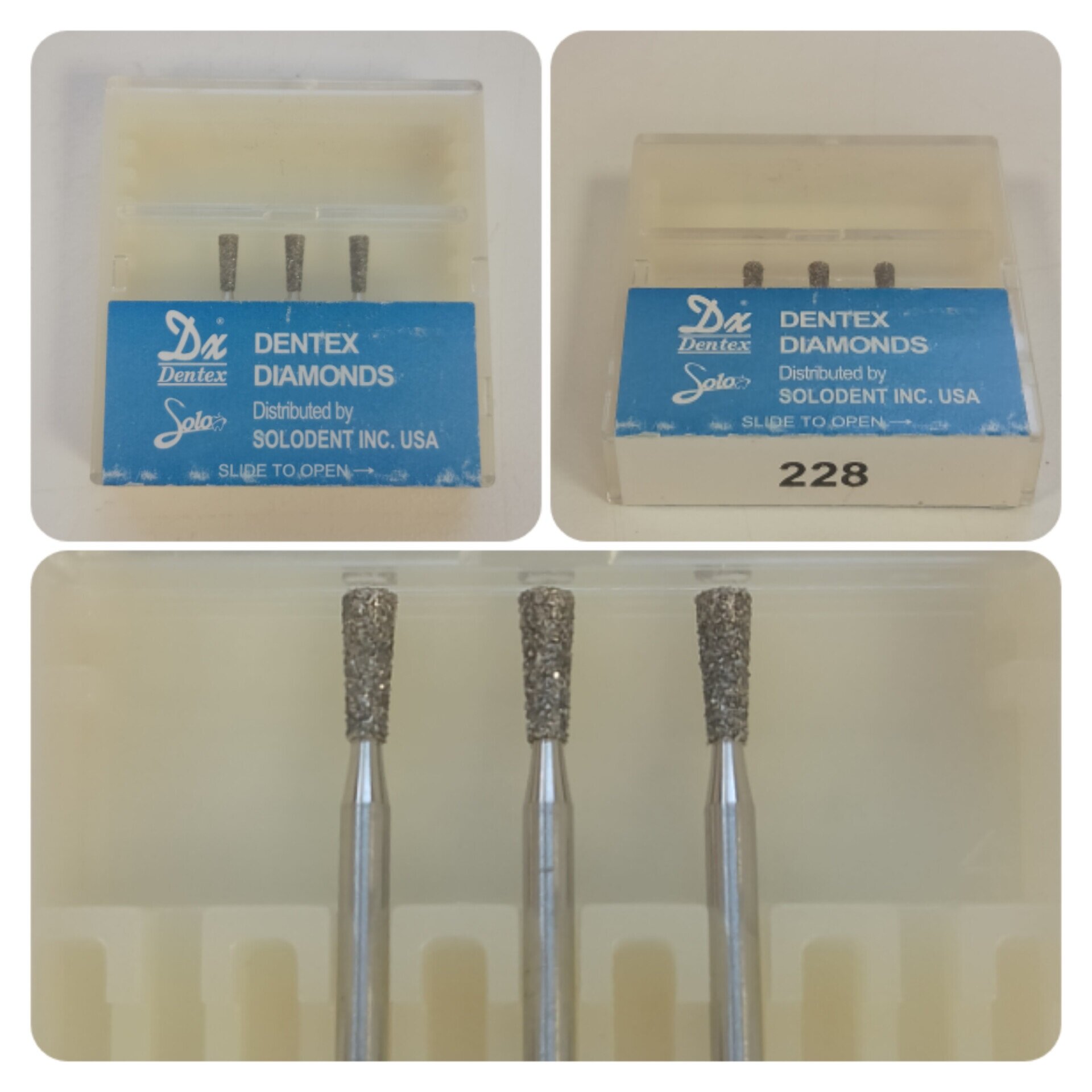 фото Dentex Боры алмазные №228, 3 штуки