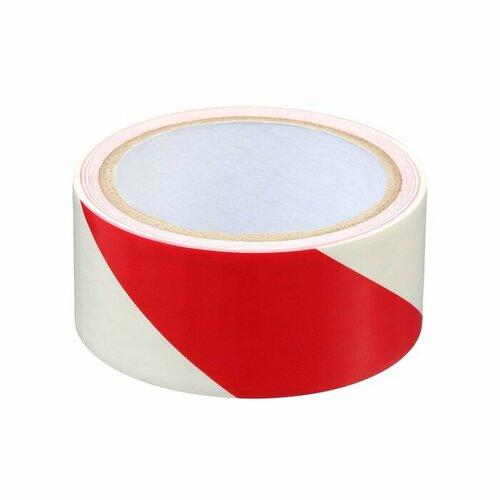 Лента разметочная сигнальная клейкая красно - белая 18 м х 45 см 470₽