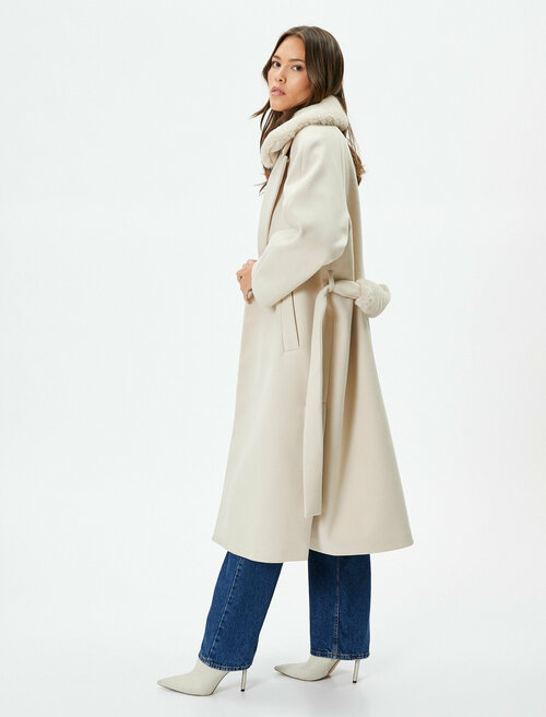 Пальто KOTON, размер 44, белый, серый
