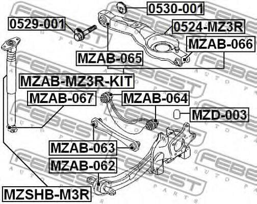 Сайлентблок зад. попереч. тяги Ford Focus I, II 98-, C-Max 03-, Mazda 3 03-, 5 05-, Volvo C30 06-, S40 II 04- Febest - фото №5