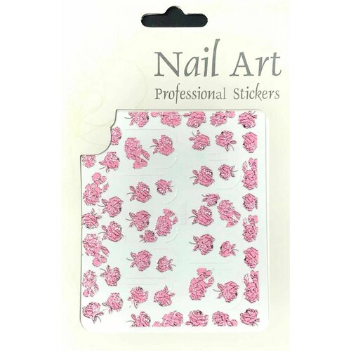 Наклейки для дизайна ногтей Nail Art - розы, цвет розовый, 1 упаковка