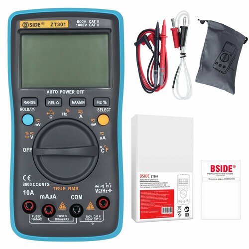 Мультиметр цифровой BSIDE ZT301 мультиметр jzdz многофункциональный тестовый зонд набор контактов для автомобильной электрической аппликации инструменты для диагностик