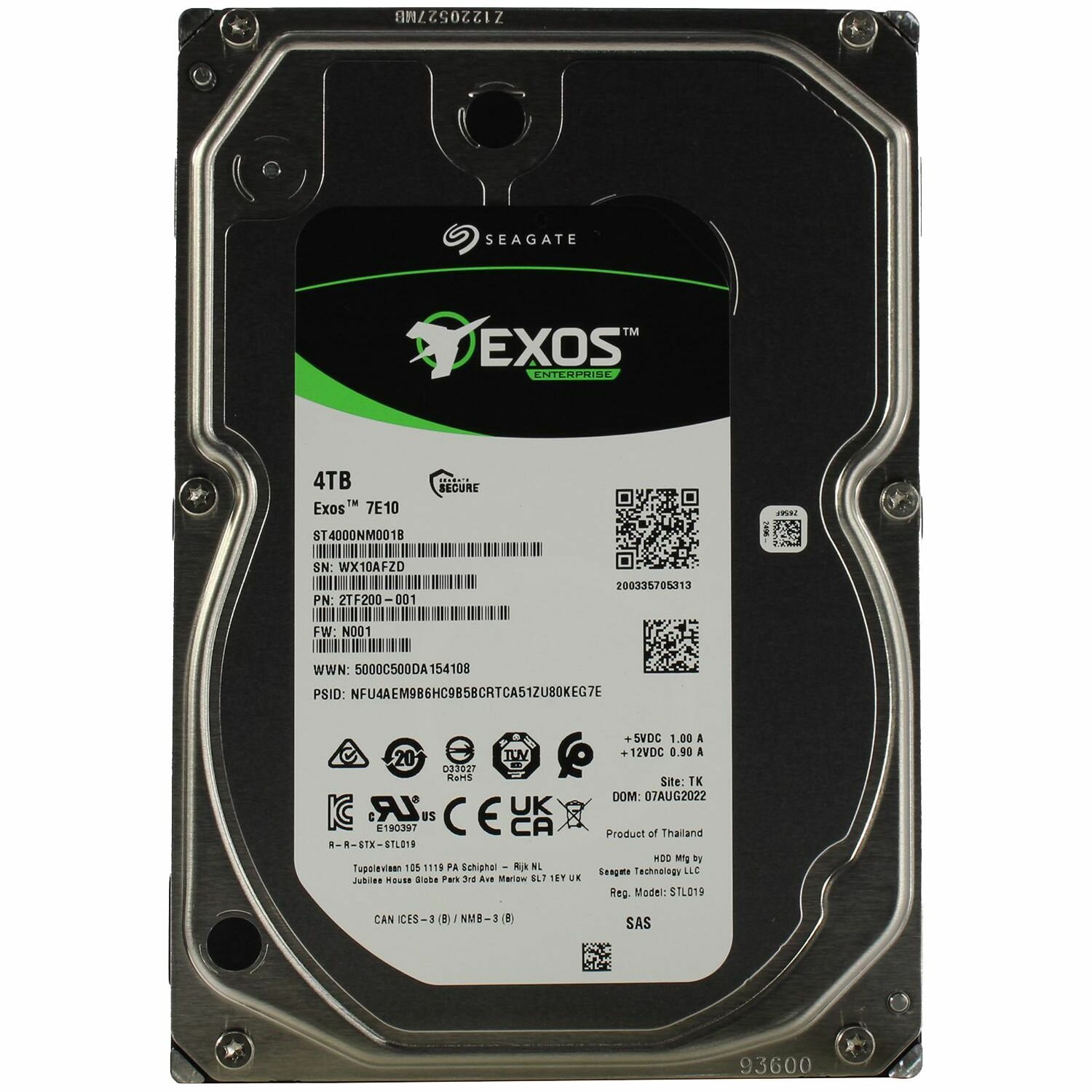 Внутренний HDD диск SEAGATE Exos 7E10 4TB, SAS, 3.5" (ST4000NM001B)