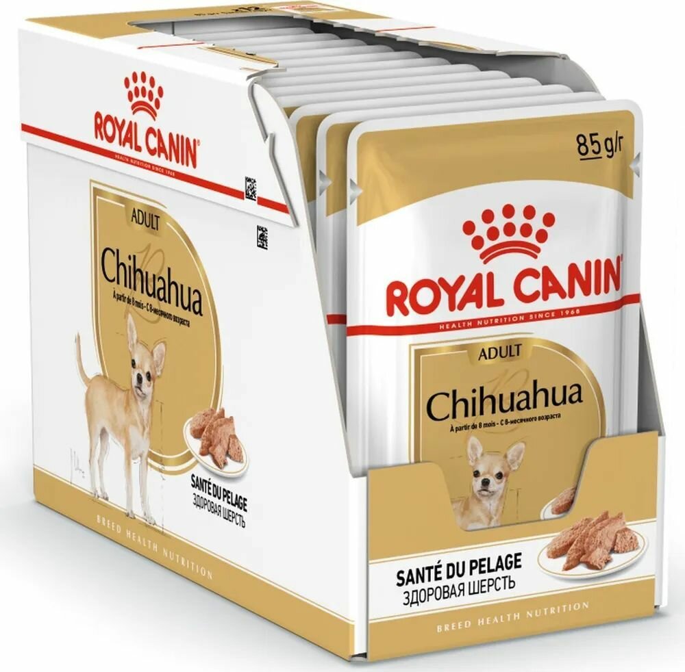 Влажный корм Royal Canin Chihuahua для собак породы Чихуахуа, паштет, 12шт по 85гр