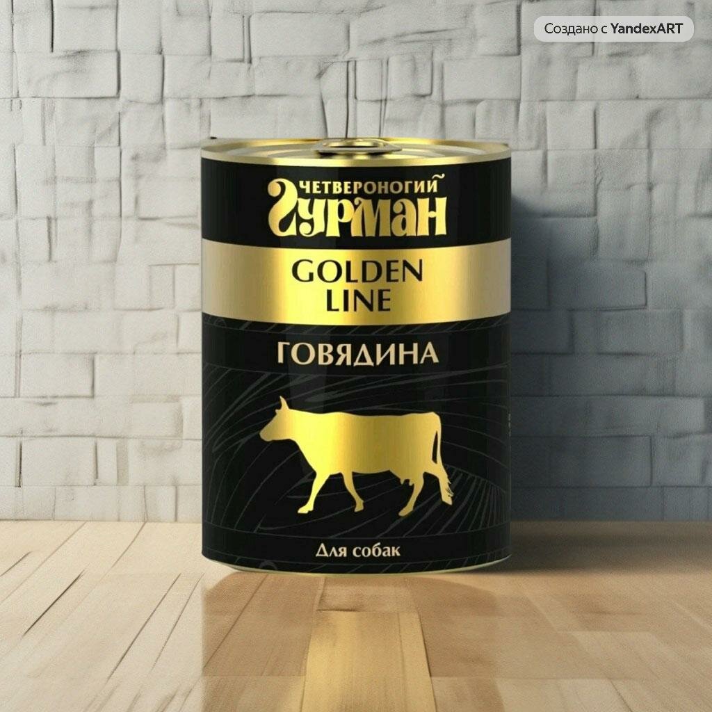 Влажный корм для собак Четвероногий Гурман Golden Line, беззерновой, говядина 1 шт. х 340 г