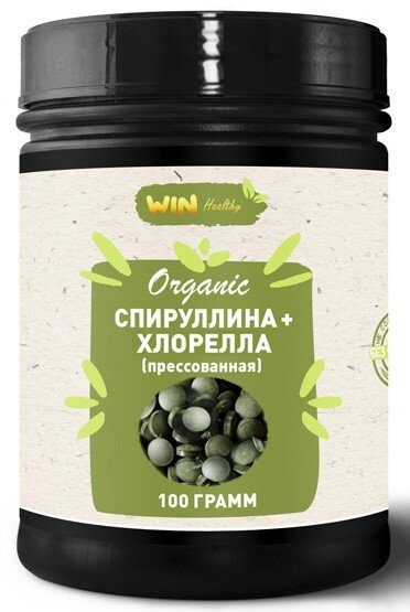 100 г Premium Спирулина + Хлорелла WIN Healthy, 200 шт таблеток. Спирулина и Хлорелла