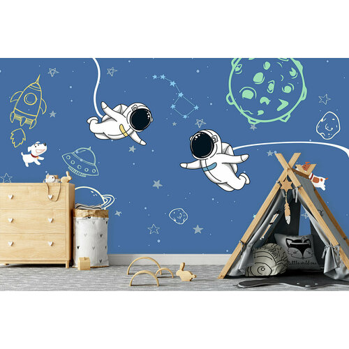 Фотообои на стену флизелиновые 3d детские для мальчиков Космонавт Космос 500х270 см Barton Wallpapers K134