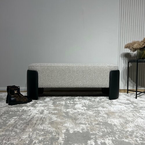 Банкетка для дома Polly Maxi 118х45х38 см, массив дерева, букле и искусственная кожа