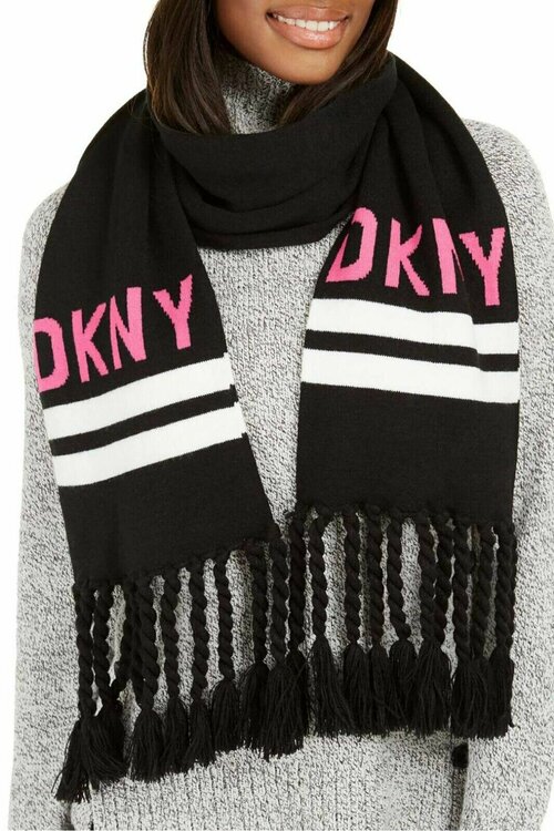 Шарф DKNY, 159х159 см, one size, черный