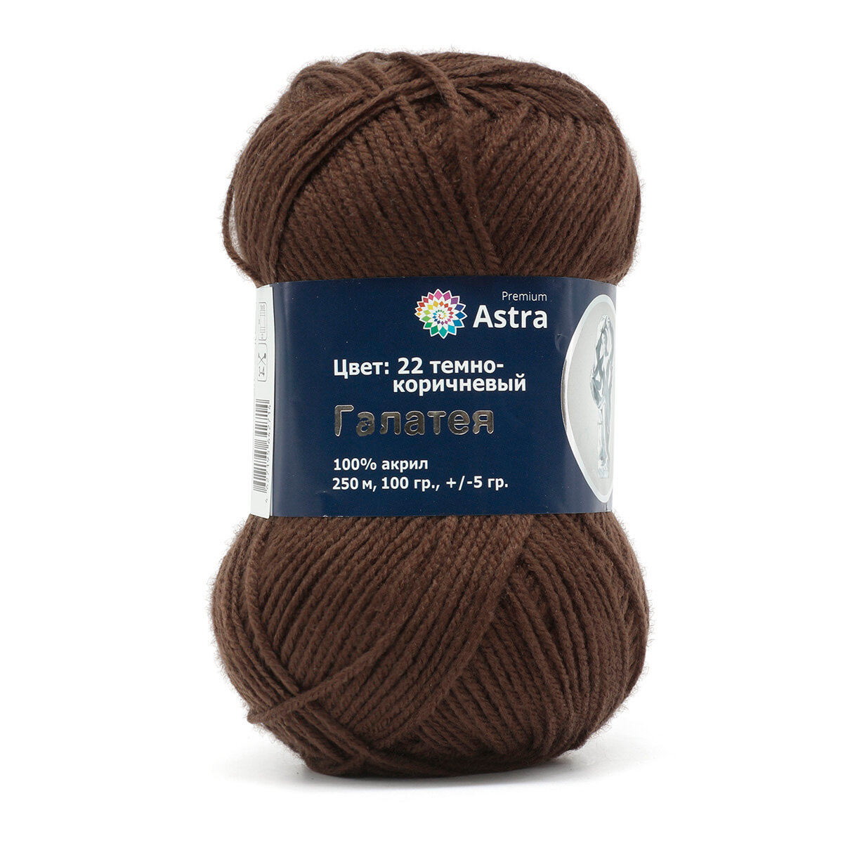 Пряжа для вязания Astra Premium 'Галатея', 100 г, 250 м (100% акрил) (22 темно-коричневый), 3 мотка