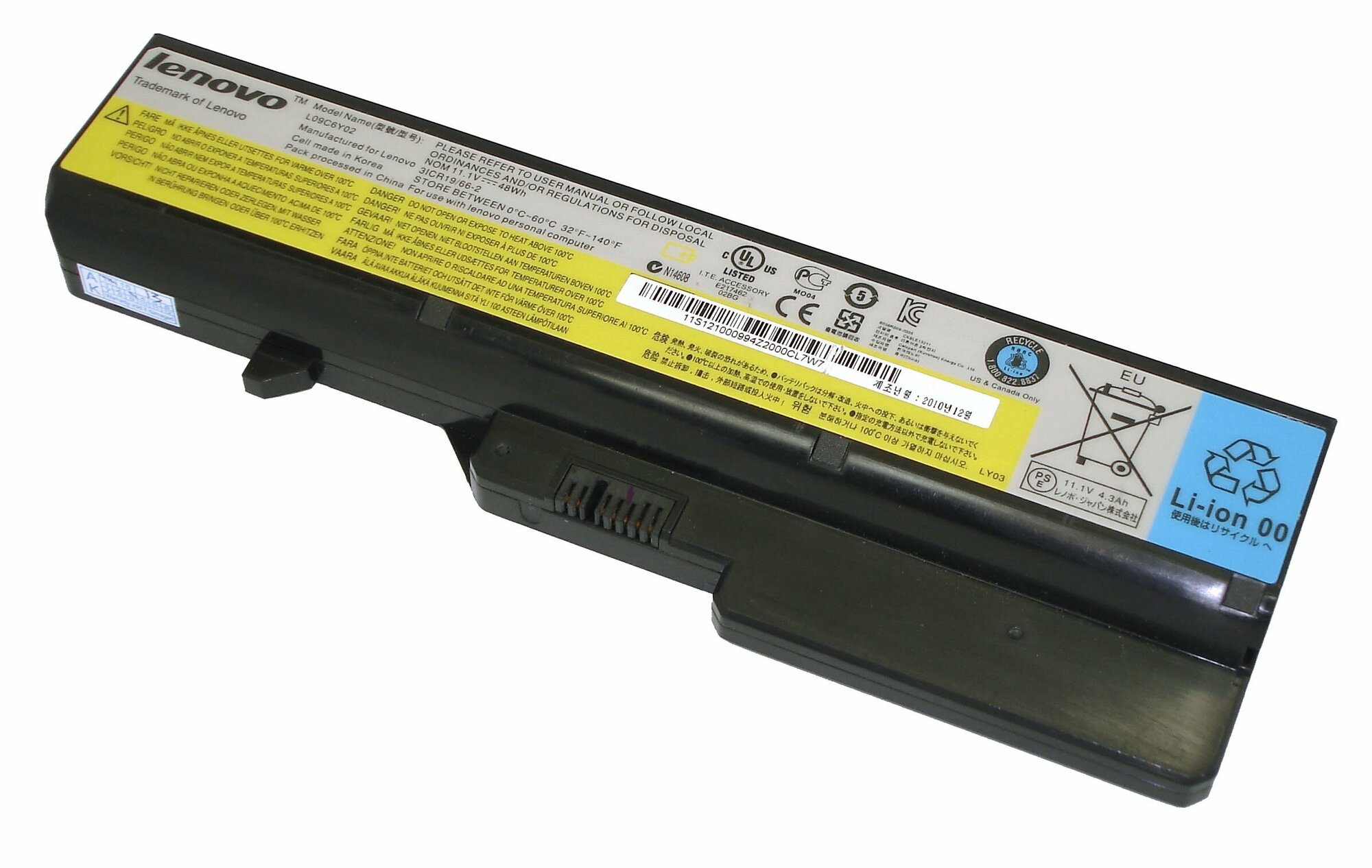 Аккумулятор для ноутбука Lenovo OEM G575, Z370, Z575, B570 Series. 11.1V 4400mAh PN: 121001071, L08S6Y21 - фото №6