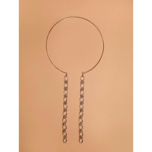 Колье Чокер галстук 6.11 store, длина 55 см, серебряный