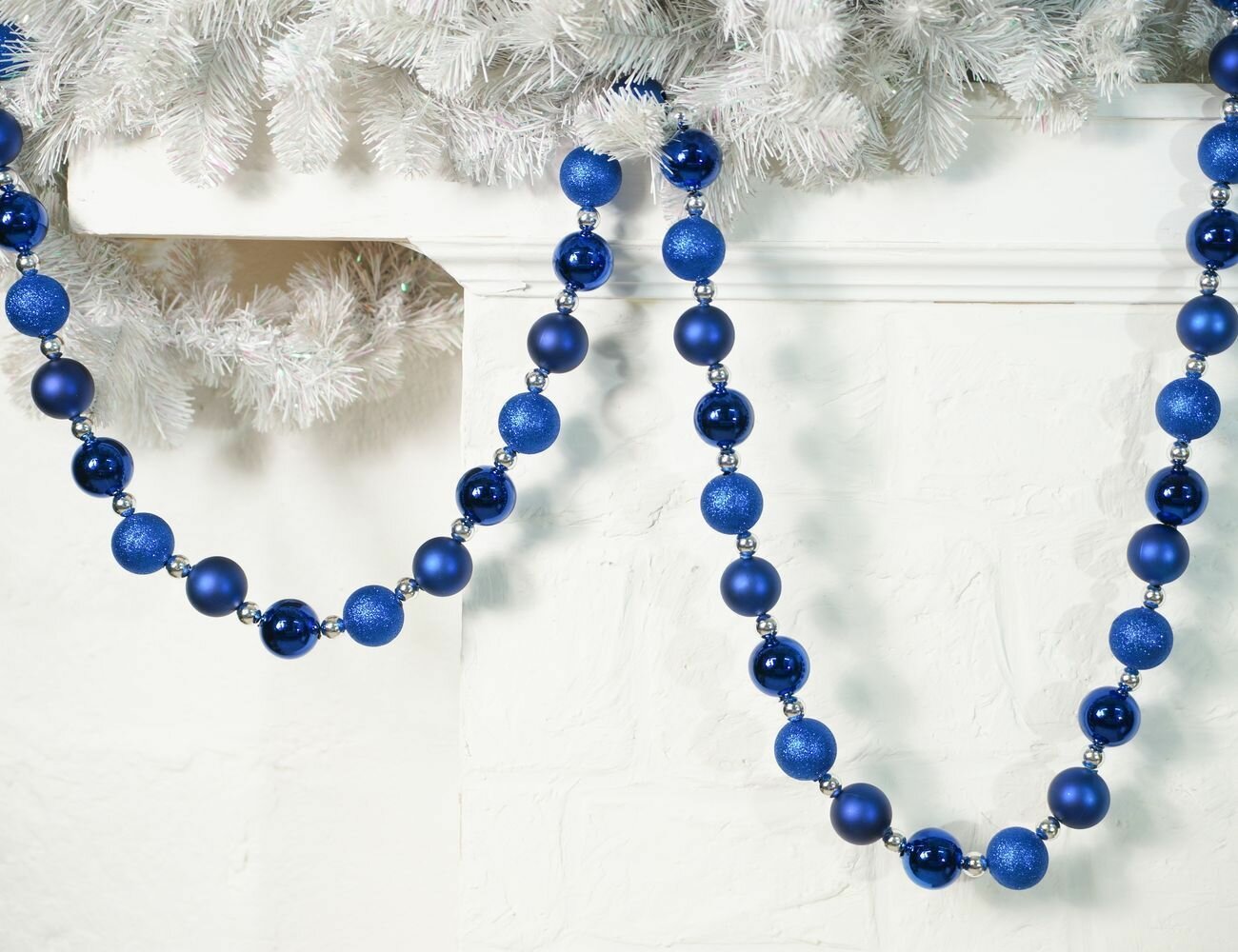 Бусы на ёлку новогоднее ожерелье, пластик, голубые, 2-4 см, 208 см, Winter Deco 3081138