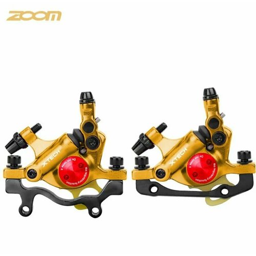 фото Калипер гидромеханический дискового тормоза zoom hb-100 (перед+зад) золотистый