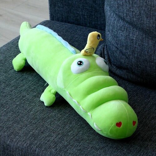 Мягкая игрушка-подушка Крокодил с уточкой , 65 см, цвет зелёный