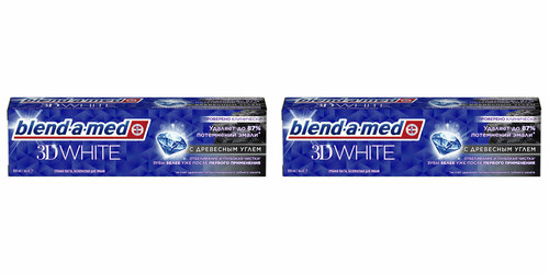 Blend-a-med Зубная паста 3D White Отбеливание и глубокая чистка с Древесным углем, 2 уп. x 100мл