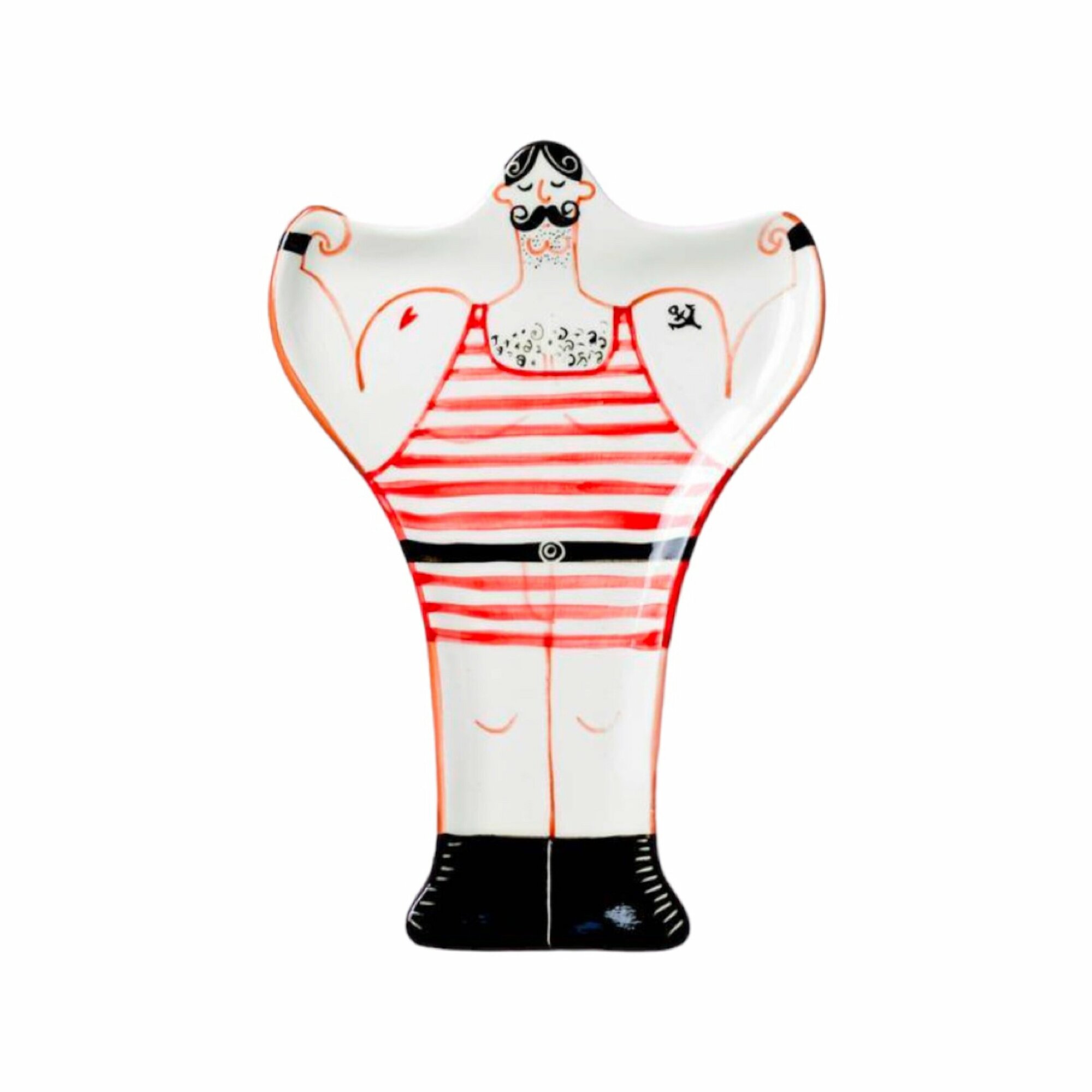 Фигурная тарелка ручной работы «Красавец мужчина», полуфарфор, 26 см