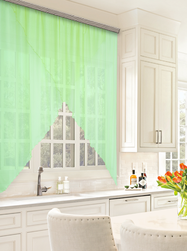 Комплект штор для кухни "Марианна" 300х160, однотонные, св. зеленый