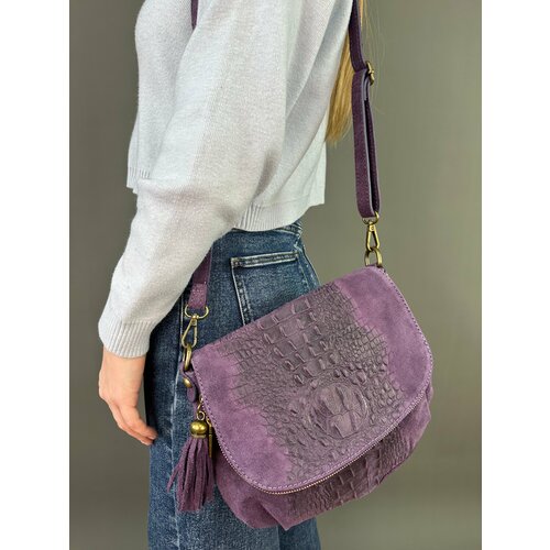 фото Сумка кросс-боди sefaro, фактура под рептилию, фиолетовый